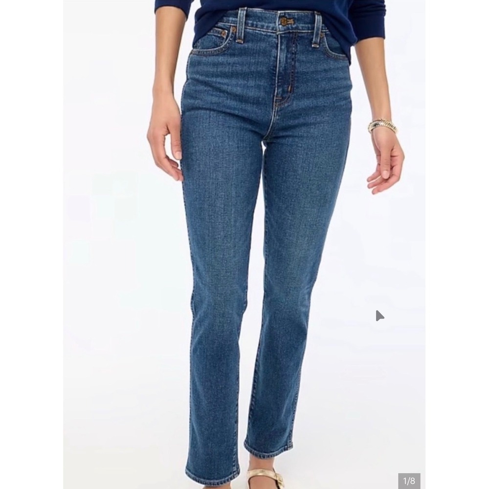 J.Crew Curvy Vintage Slim Straight Jeans Medium Wash High Rise Size 27